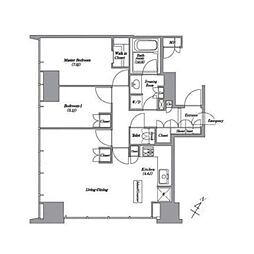 レキシントンスクエア白金高輪 12階2LDKの間取り