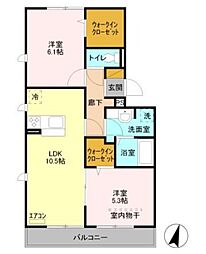 エミネンス 武蔵浦和 3階2LDKの間取り
