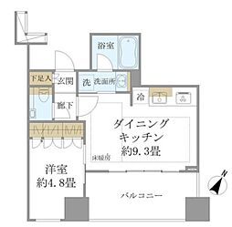 プレミストタワー白金高輪 1DKの間取図画像