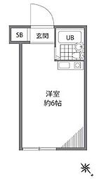 グリーンハイツ仙川 2階ワンルームの間取り