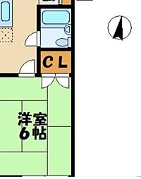 ハイツ富沢 2階1Kの間取り