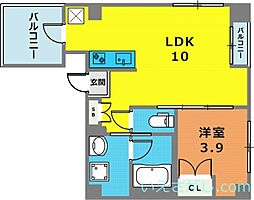 SDグランツ神戸西元町 5階1LDKの間取り