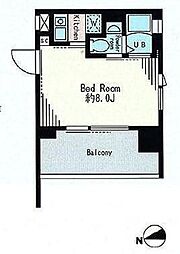 レジディア市谷薬王寺 2階1Kの間取り