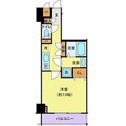 東京メトロ東西線 木場駅 徒歩6分の賃貸マンション 2階1Kの間取り