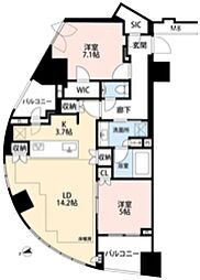 プラウド渋谷東 2LDKの間取図画像