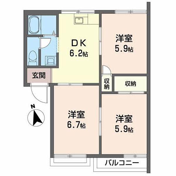 タウニィかわぐちＡ 202｜青森県八戸市根城７丁目(賃貸アパート3DK・2階・50.00㎡)の写真 その2