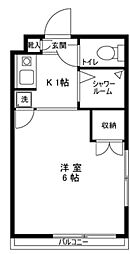 ハイムシエイ 2階1Kの間取り