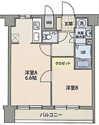 菱和パレス三田慶大前 1LDKの間取図画像