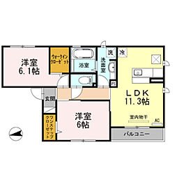 コージーコート 2LDKの間取図画像