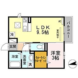 JR東海道・山陽本線 立花駅 徒歩6分の賃貸アパート 1階1LDKの間取り