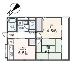 シティハイム　クレイドル 1階2DKの間取り