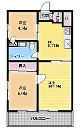 南浦和クィーンコーポC棟 3DKの間取図画像