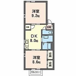 アーク・プラザA 2DKの間取図画像