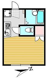 メゾン南長崎 1階ワンルームの間取り