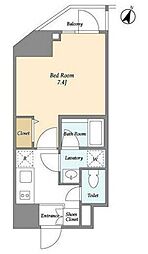 ディームス東新宿 9階1Kの間取り