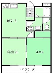 ヴェルビ北原台2 2DKの間取図画像