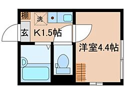 ラル蒲田 1階1Kの間取り