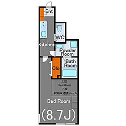 エスパーダ池尻 1階1Kの間取り