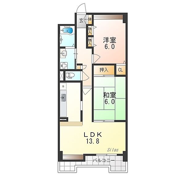 淀川パストラルコート ｜大阪府大阪市東淀川区大道南２丁目(賃貸マンション2LDK・4階・64.98㎡)の写真 その2