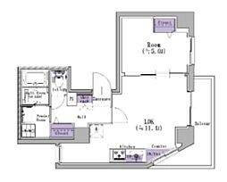 YKベルヴィル 2階1LDKの間取り