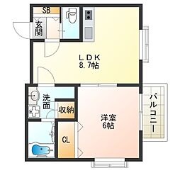 セブンオークス 1LDKの間取図画像