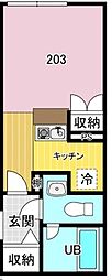 スマートヴィラ ウノモリ 1階1Kの間取り