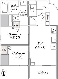 ルミーク文京湯島 14階2DKの間取り