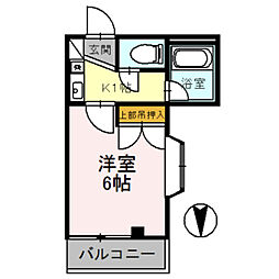 スカイビュー 1Kの間取図画像