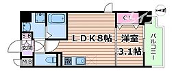 サンメゾン16 1LDKの間取図画像