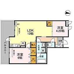 メドゥセルド 2LDKの間取図画像
