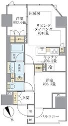 ブリリア上野松が谷ザ レジデンス 2LDKの間取図画像