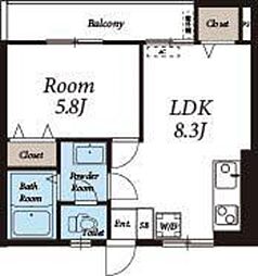 エーデルハイツ 1LDKの間取図画像