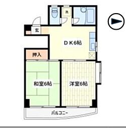 ウィズ府中レジデンス 2DKの間取図画像