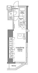 ザ・パークハビオ神楽坂香月 3階ワンルームの間取り