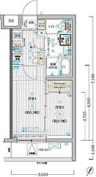 ブライズ堀切菖蒲園 3階1Kの間取り