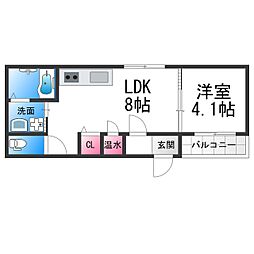 GRANDIR堺 1LDKの間取図画像