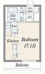 リーブル2番館 1Kの間取図画像