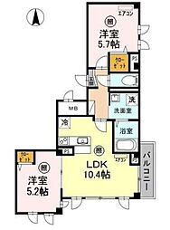 スカイエ浦和仲町 2LDKの間取図画像