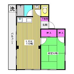 シャトレ大橋 1LDKの間取図画像