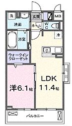 アウラティエ 3階1LDKの間取り