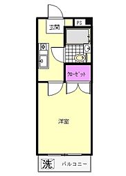 シャンプル井上 3階1Kの間取り