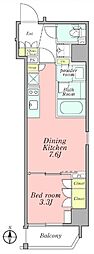 CRESTCOURT新宿山吹町 1DKの間取図画像