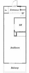 PINE SEA TSUDANUMA 3階ワンルームの間取り