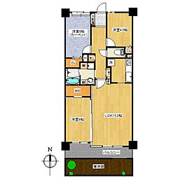 大橋南公園パーク・マンション 3LDKの間取図画像