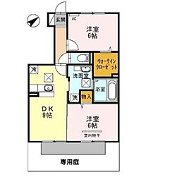 D-roomパストラーレ 2DKの間取図画像