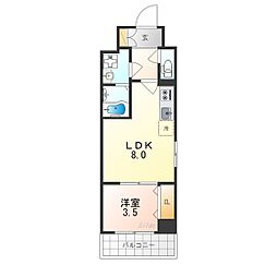 阪急京都本線 西京極駅 徒歩10分の賃貸マンション 2階1LDKの間取り