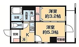 L.CASA住吉 2Kの間取図画像