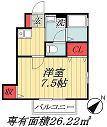 メゾン・ド・シャン 1Kの間取図画像