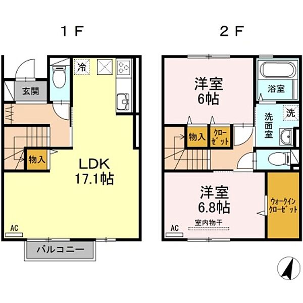 ルミエール学校町　B 102｜新潟県長岡市学校町３丁目(賃貸アパート2LDK・1階・76.89㎡)の写真 その2