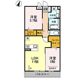 安行藤八D-room2 2LDKの間取図画像